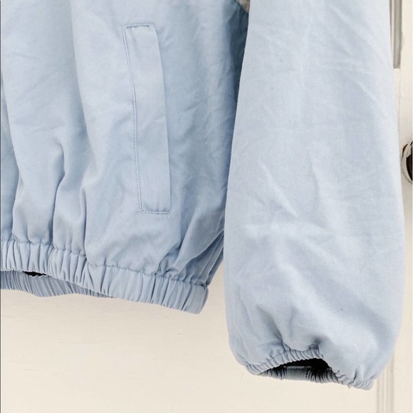 Vintage Navy Blue and Light Blue Color Block Cotton Zip Up Jacket with Hood - Picture 9 of 11